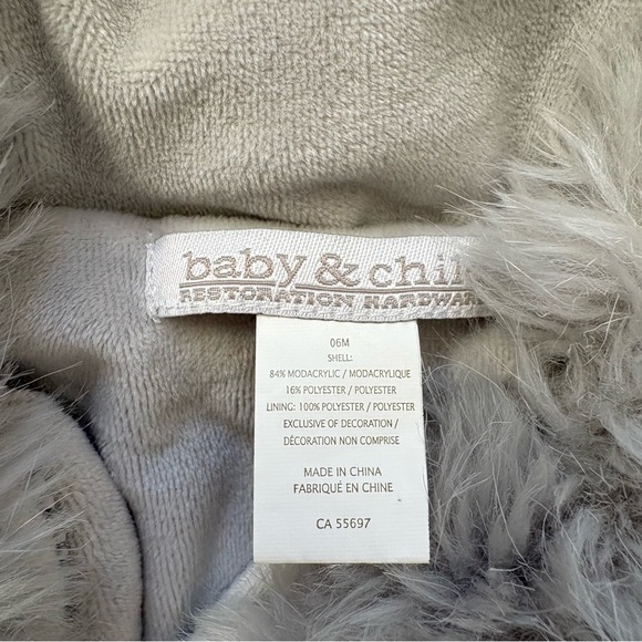 Restoration Hardware RH Baby Infant Luxe Fur Faux Grey Bunting Suit Warm 6 Month - Picture 2 of 11